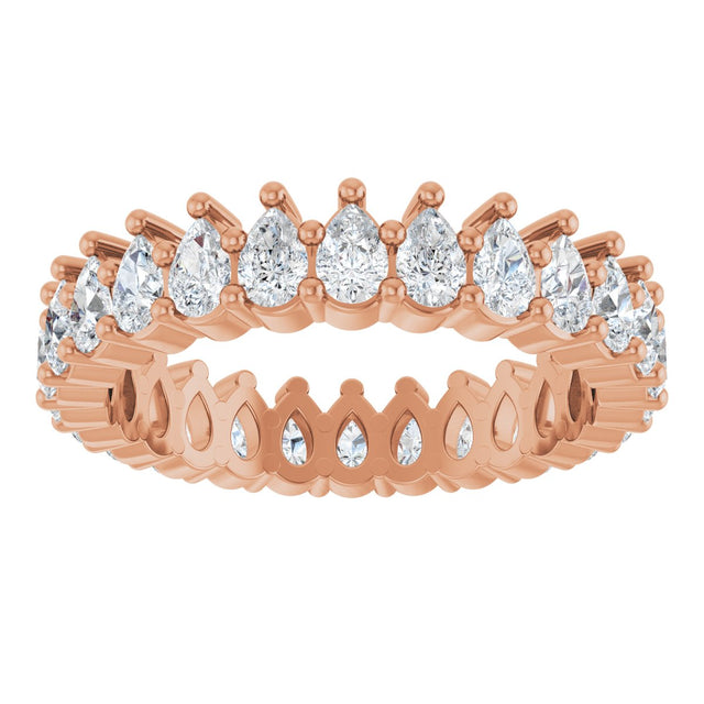 14K Gold Pear Natural Diamond Eternity Band - 3x2mm Stones - Rose Gold - view 8