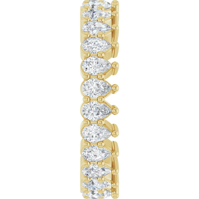 14K Gold Pear Natural Diamond Eternity Band - 3x2mm Stones - Yellow Gold - view 9