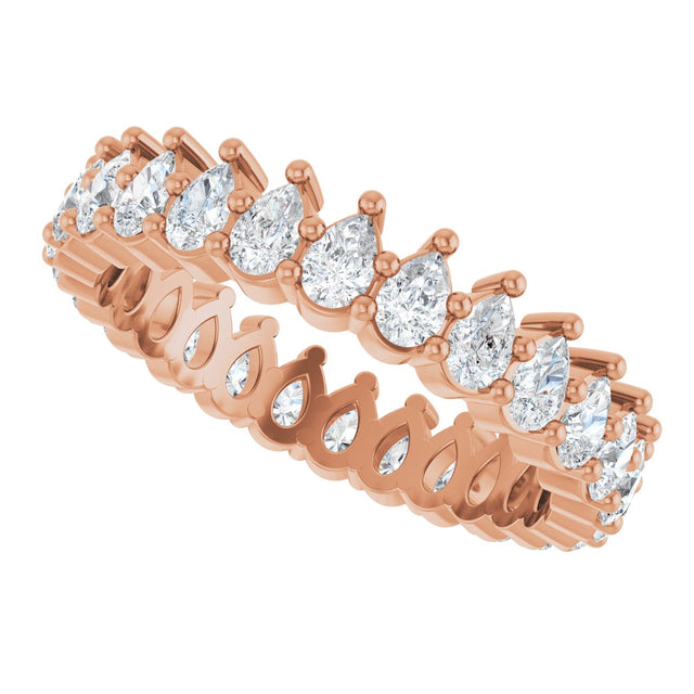 14K Gold Pear Lab-Grown Diamond Eternity Band - 3x2mm Stones - Rose Gold - view 10