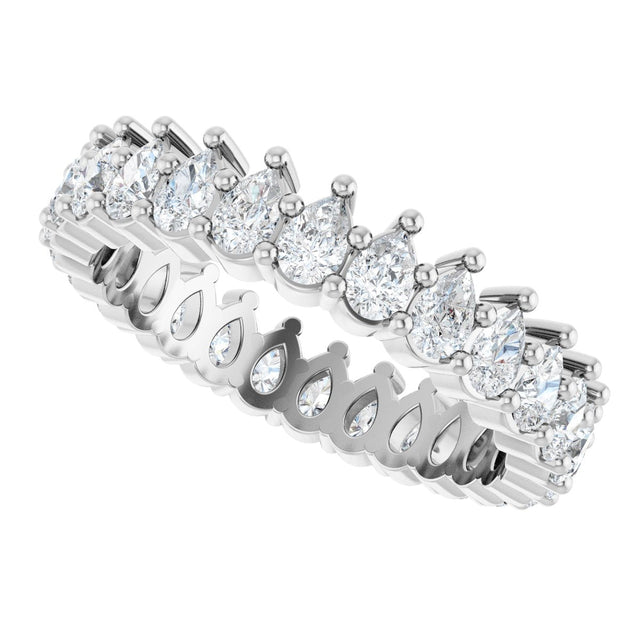 Platinum Pear Natural Diamond Eternity Band - 3x2mm Stones - view 10