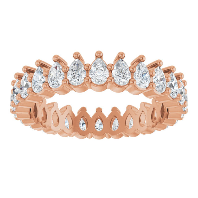 14K Gold Pear Lab-Grown Diamond Eternity Band - 3x2mm Stones - Rose Gold - view 8