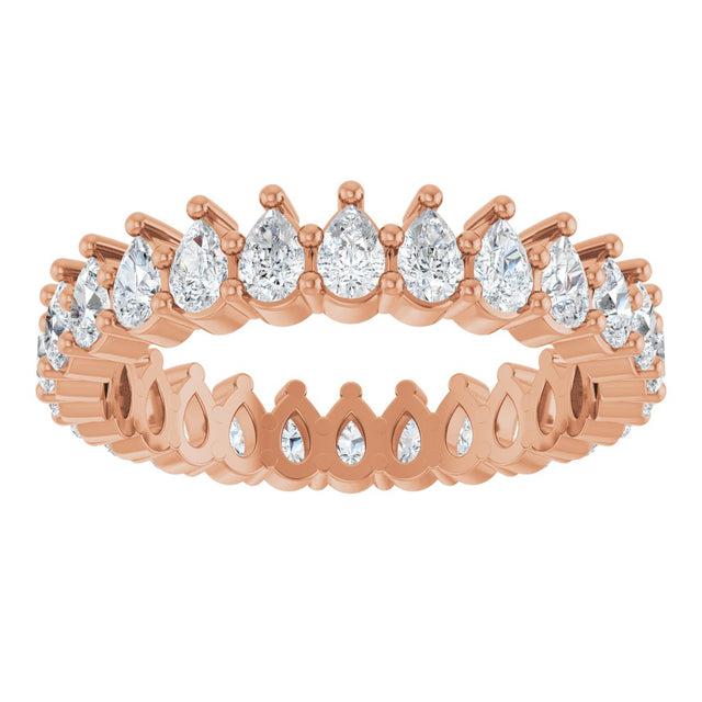 14K Gold Pear Natural Diamond Eternity Band - 3x2mm Stones - Rose Gold - view 8
