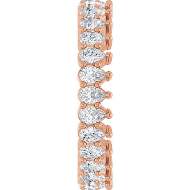 14K Gold Pear Natural Diamond Eternity Band - 3x2mm Stones - Rose Gold - view 9