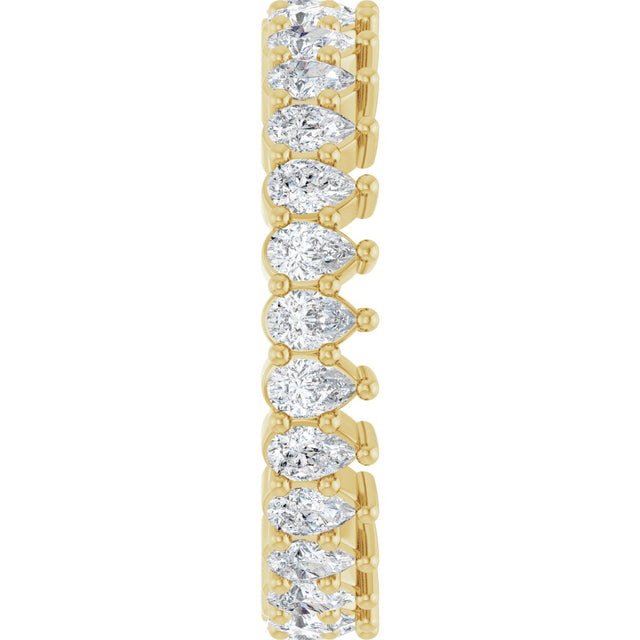 14K Gold Pear Natural Diamond Eternity Band - 3x2mm Stones - Yellow Gold - view 9