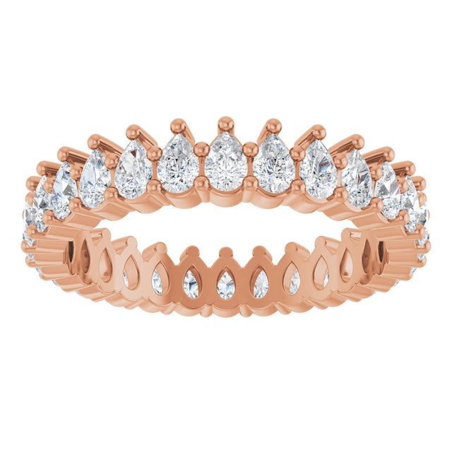 14K Gold Pear Natural Diamond Eternity Band - 3x2mm Stones - Rose Gold - view 8