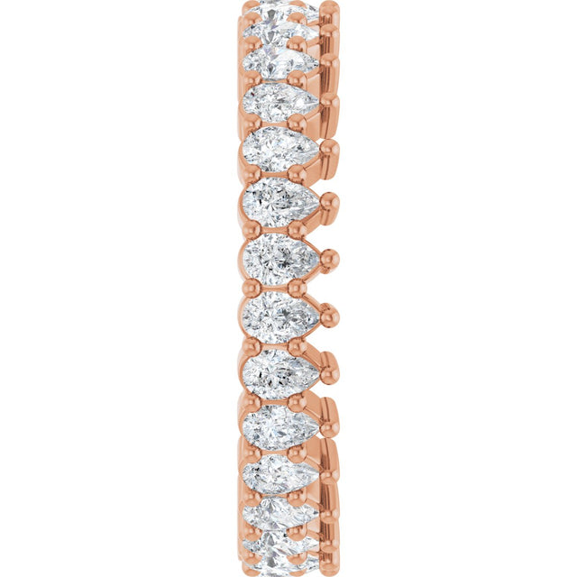 14K Gold Pear Natural Diamond Eternity Band - 3x2mm Stones - Rose Gold - view 9