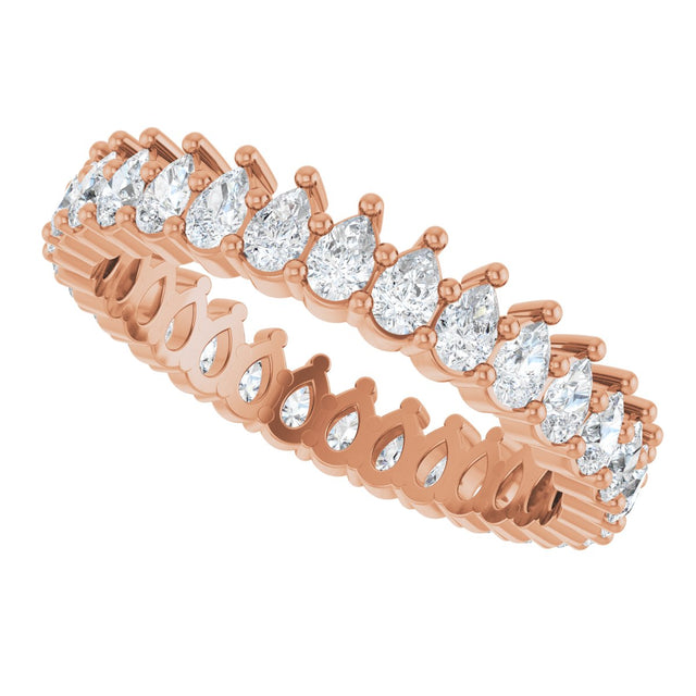 14K Gold Pear Lab-Grown Diamond Eternity Band - 3x2mm Stones - Rose Gold - view 10