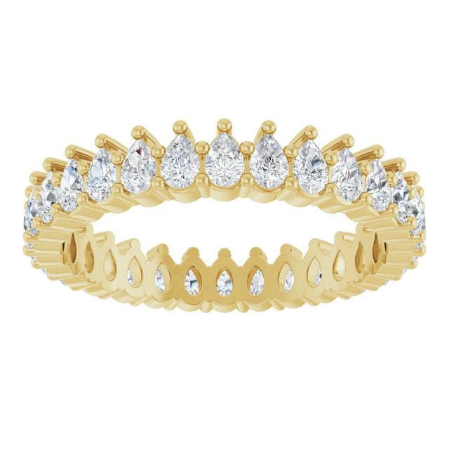 14K Gold Pear Natural Diamond Eternity Band - 3x2mm Stones - Yellow Gold - view 8