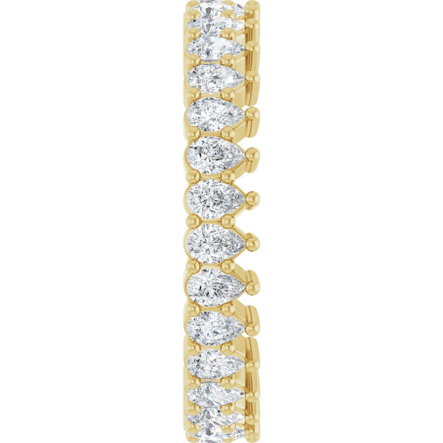 14K Gold Pear Natural Diamond Eternity Band - 3x2mm Stones - Yellow Gold - view 9