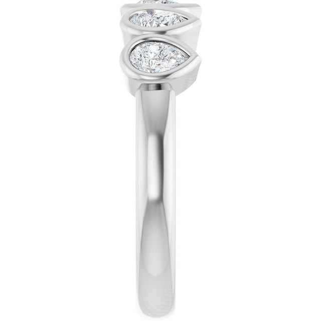 14K Gold Pear Lab-Grown Diamond Bezel-Set Five-Stone Anniversary Band - 3/8-1 CTW - White Gold - view 4