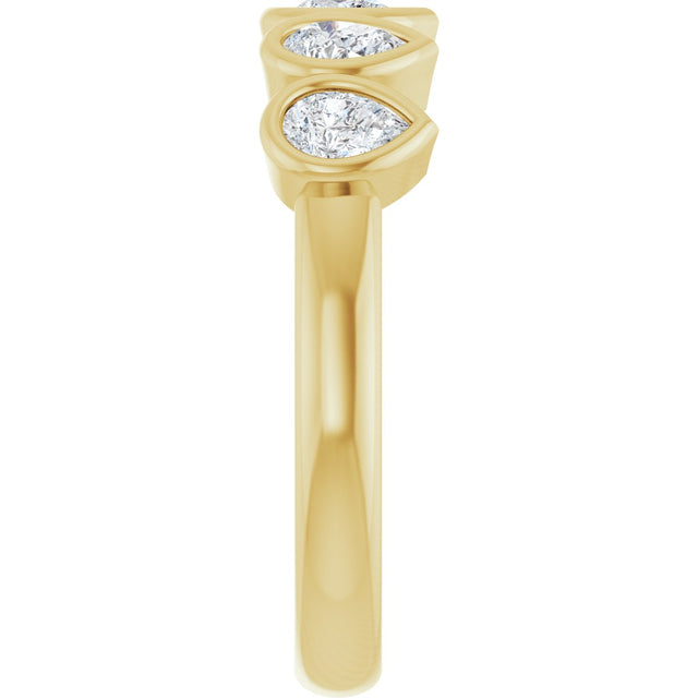 14K Gold Pear Lab-Grown Diamond Bezel-Set Five-Stone Anniversary Band - 3/8-1 CTW - Yellow Gold - view 4