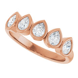 14K Gold Pear Lab-Grown Diamond Bezel-Set Five-Stone Anniversary Band - 3/8-1 CTW - Rose Gold - view 5