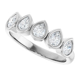 Platinum Pear Lab-Grown Diamond Bezel-Set Five-Stone Anniversary Band - 3/8-1 CTW - view 5