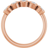14K Gold Pear Natural Diamond Bezel-Set Five-Stone Anniversary Band - 3/8-1 CTW - Rose Gold - view 2