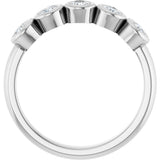 Platinum Pear Natural Diamond Bezel-Set Five-Stone Anniversary Band - 3/8-1 CTW - view 2