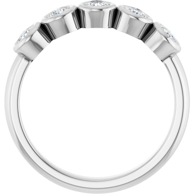 14K Gold Pear Lab-Grown Diamond Bezel-Set Five-Stone Anniversary Band - 3/8-1 CTW - White Gold - view 2