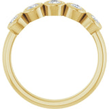 14K Gold Pear Natural Diamond Bezel-Set Five-Stone Anniversary Band - 3/8-1 CTW - Yellow Gold - view 2