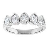 14K Gold Pear Lab-Grown Diamond Bezel-Set Five-Stone Anniversary Band - 3/8-1 CTW - White Gold - view 3
