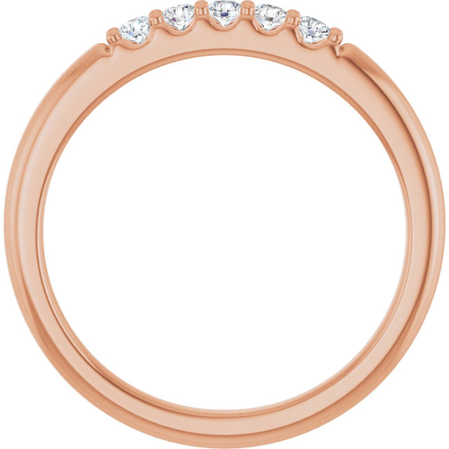 14K Gold Round Lab-Grown Diamond Five-Stone Anniversary Band - 1/6-1/2 CTW (Style 127347) - Rose Gold - view 2
