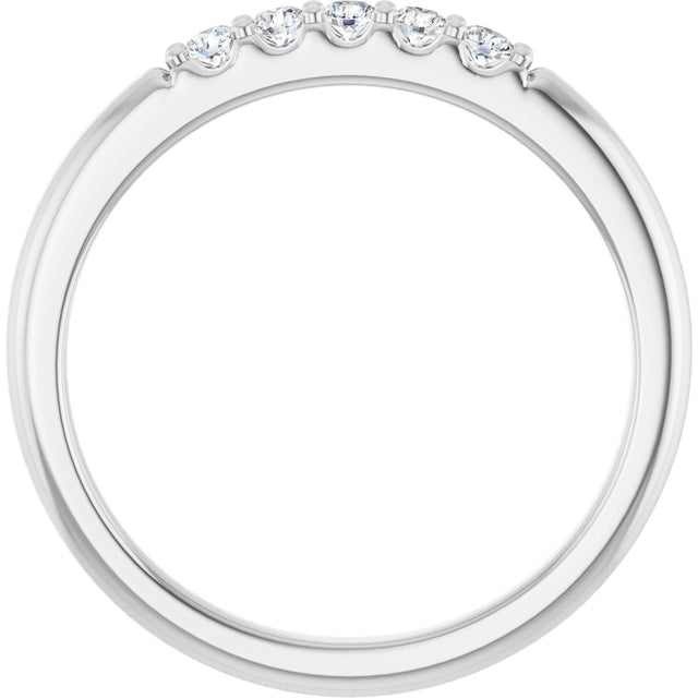 14K Gold Round Lab-Grown Diamond Five-Stone Anniversary Band - 1/6-1/2 CTW (Style 127347) - White Gold - view 2