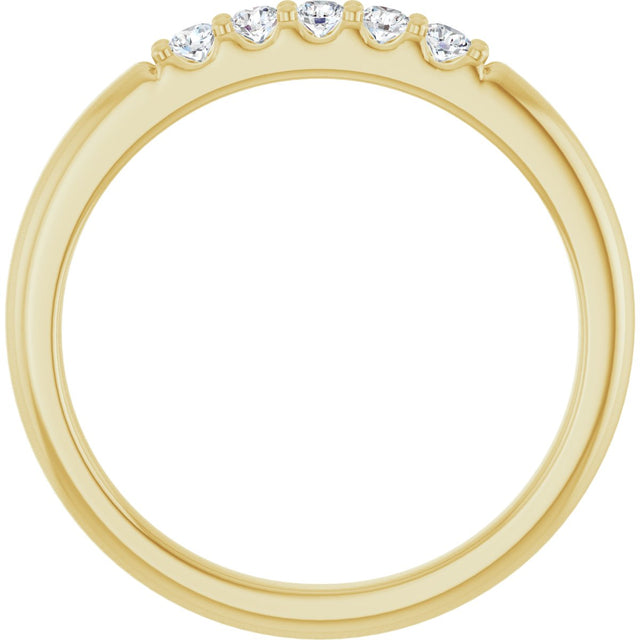 14K Gold Round Lab-Grown Diamond Five-Stone Anniversary Band - 1/6-1/2 CTW (Style 127347) - Yellow Gold - view 2