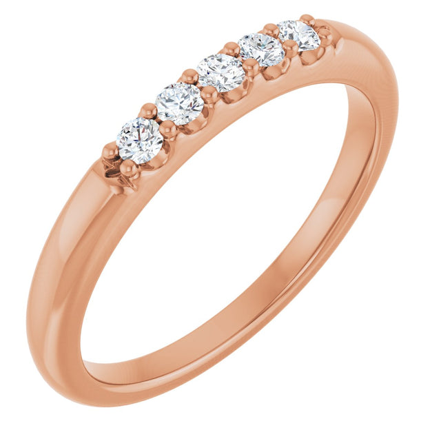 14K Gold Round Lab-Grown Diamond Five-Stone Anniversary Band - 1/6-1/2 CTW (Style 127347) - Rose Gold