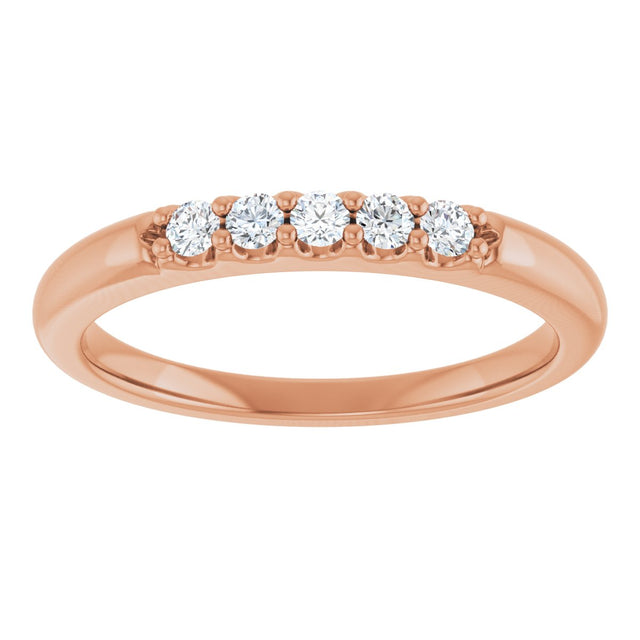 14K Gold Round Natural Diamond Five-Stone Anniversary Band - 1/6-1/2 CTW (Style 127347) - Rose Gold - view 3