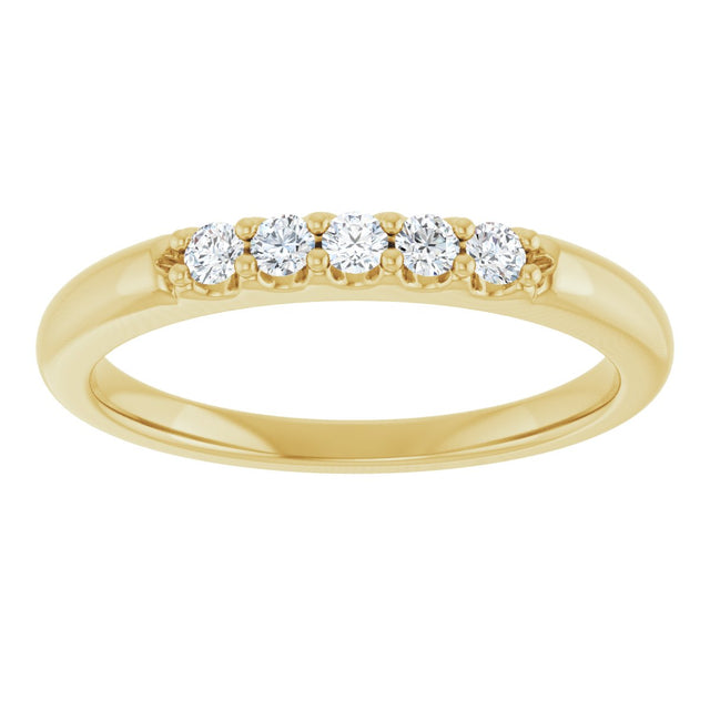 14K Gold Round Natural Diamond Five-Stone Anniversary Band - 1/6-1/2 CTW (Style 127347) - Yellow Gold - view 3