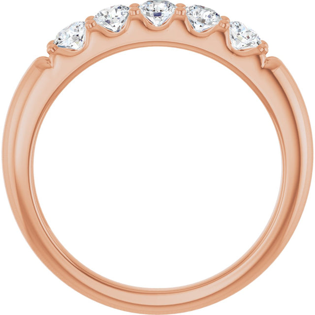 14K Gold Round Natural Diamond Five-Stone Anniversary Band - 1/6-1/2 CTW (Style 127347) - Rose Gold - view 2