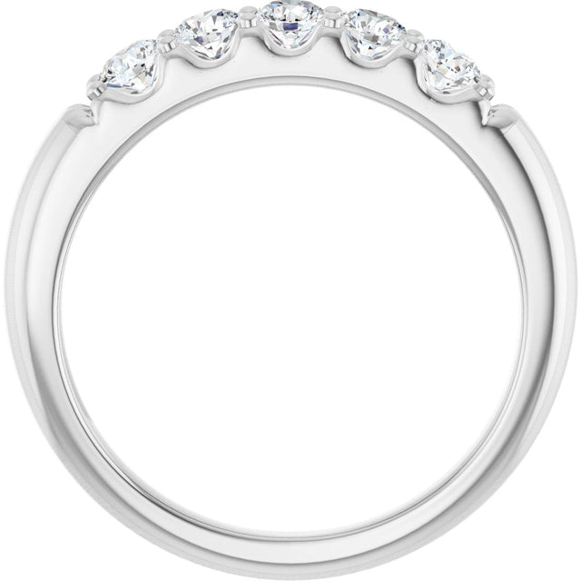 14K Gold Round Natural Diamond Five-Stone Anniversary Band - 1/6-1/2 CTW (Style 127347) - White Gold - view 2
