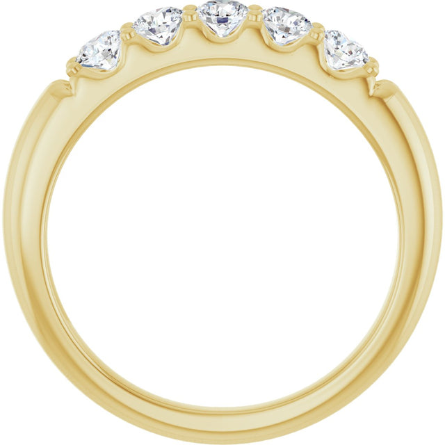 14K Gold Round Natural Diamond Five-Stone Anniversary Band - 1/6-1/2 CTW (Style 127347) - Yellow Gold - view 2