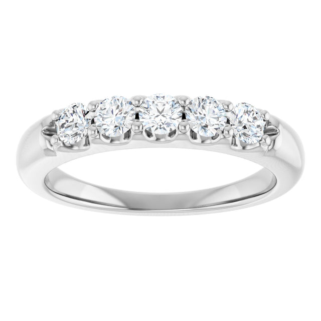 14K Gold Round Lab-Grown Diamond Five-Stone Anniversary Band - 1/6-1/2 CTW (Style 127347) - White Gold - view 3