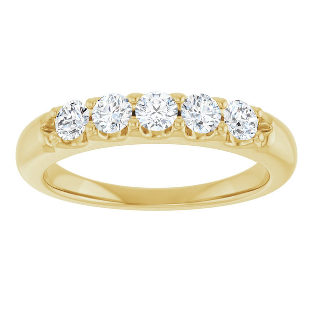 14K Gold Round Lab-Grown Diamond Five-Stone Anniversary Band - 1/6-1/2 CTW (Style 127347) - Yellow Gold - view 3