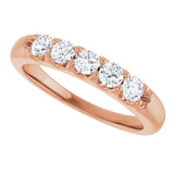 14K Gold Round Lab-Grown Diamond Five-Stone Anniversary Band - 1/6-1/2 CTW (Style 127347) - Rose Gold - view 5