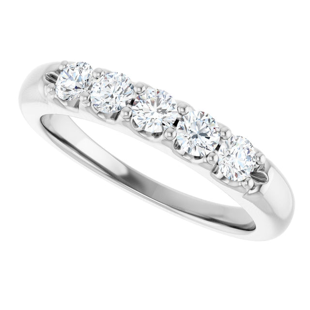 14K Gold Round Natural Diamond Five-Stone Anniversary Band - 1/6-1/2 CTW (Style 127347) - White Gold - view 5