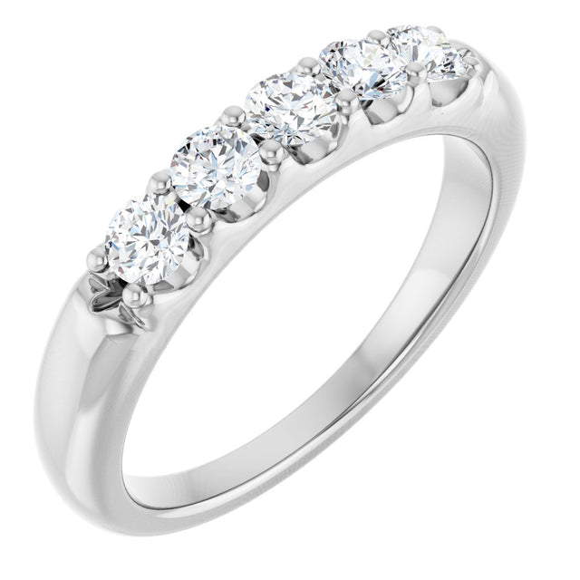 14K Gold Round Natural Diamond Five-Stone Anniversary Band - 1/6-1/2 CTW (Style 127347) - White Gold