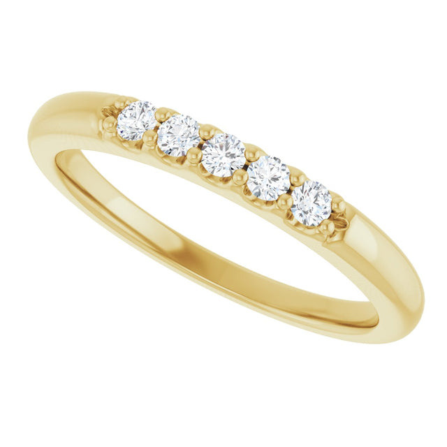 14K Gold Round Natural Diamond Five-Stone Anniversary Band - 1/6-1/2 CTW (Style 127347) - Yellow Gold - view 5