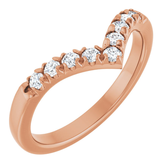 14K Gold Round Natural Diamond Accented Contour Band - 1/10-1/4 CTW - Rose Gold