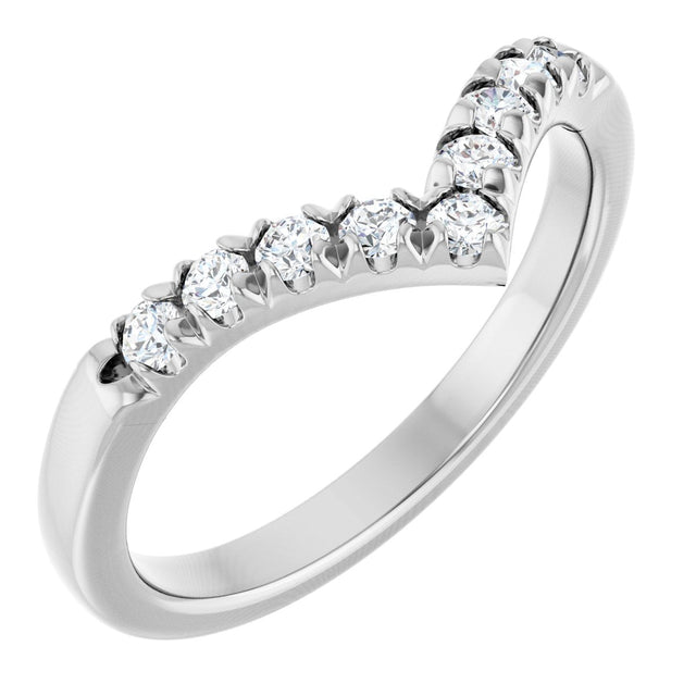 Platinum Round Natural Diamond Accented Contour Band - 1/10-1/4 CTW