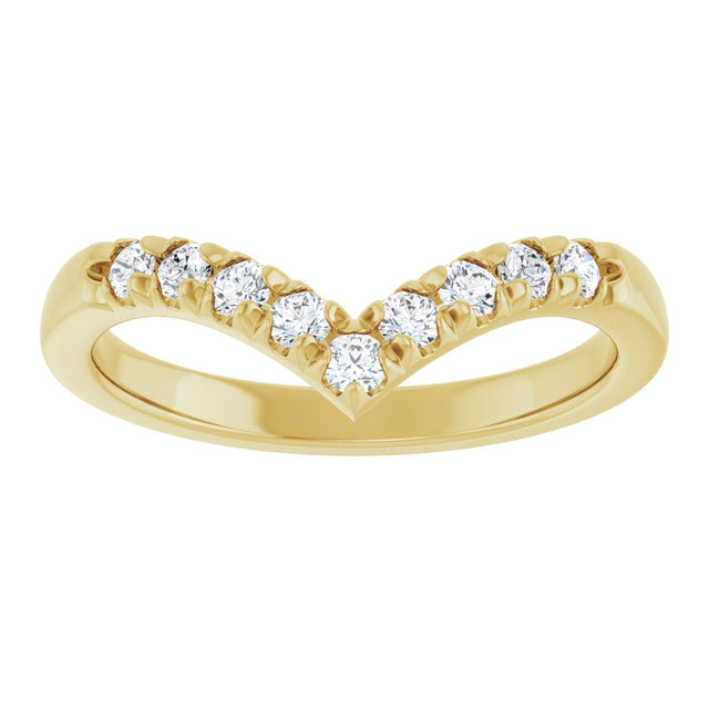 14K Gold Round Lab-Grown Diamond Accented Contour Band - 1/8-1/4 CTW - Yellow Gold - view 3