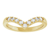 14K Gold Round Natural Diamond Accented Contour Band - 1/10-1/4 CTW - Yellow Gold - view 3