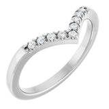 14K Gold Round Natural Diamond Accented Contour Band - 1/10-1/4 CTW - White Gold