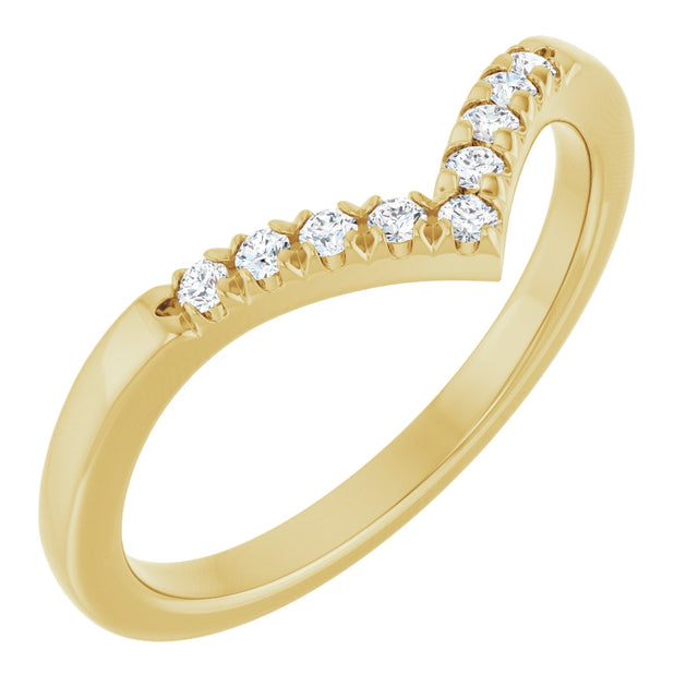 14K Gold Round Natural Diamond Accented Contour Band - 1/10-1/4 CTW - Yellow Gold