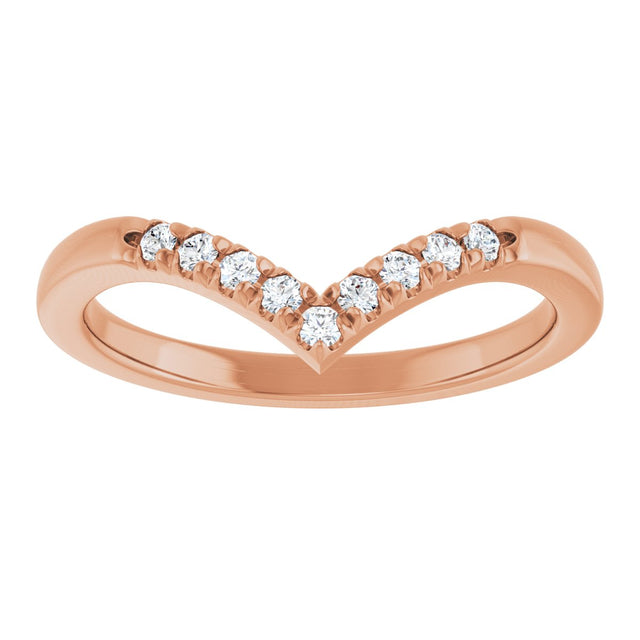 14K Gold Round Natural Diamond Accented Contour Band - 1/10-1/4 CTW - Rose Gold - view 3