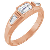 14K Gold Emerald Lab-Grown Diamond Three-Stone Band - 7/8-1 1/2 CTW - Rose Gold