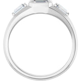 Platinum Emerald Lab-Grown Diamond Three-Stone Band - 7/8-1 1/2 CTW - view 2
