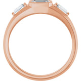 14K Gold Emerald Lab-Grown Diamond Three-Stone Band - 7/8-1 1/2 CTW - Rose Gold - view 2