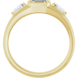 14K Gold Emerald Lab-Grown Diamond Three-Stone Band - 7/8-1 1/2 CTW - Yellow Gold - view 2