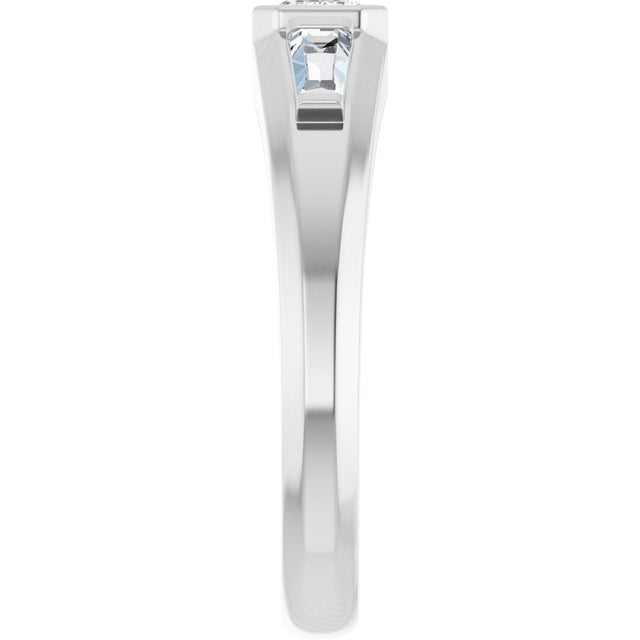 14K Gold Emerald Lab-Grown Diamond Three-Stone Band - 7/8-1 1/2 CTW - White Gold - view 4