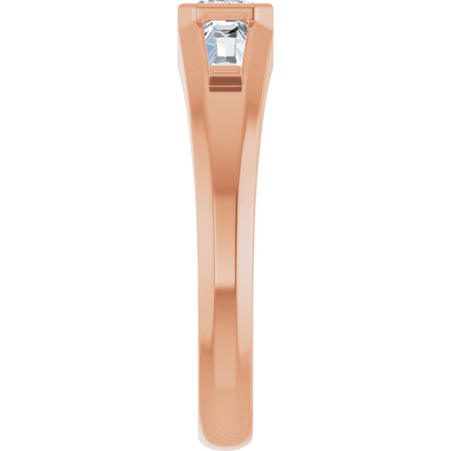 14K Gold Emerald Lab-Grown Diamond Three-Stone Band - 7/8-1 1/2 CTW - Rose Gold - view 4